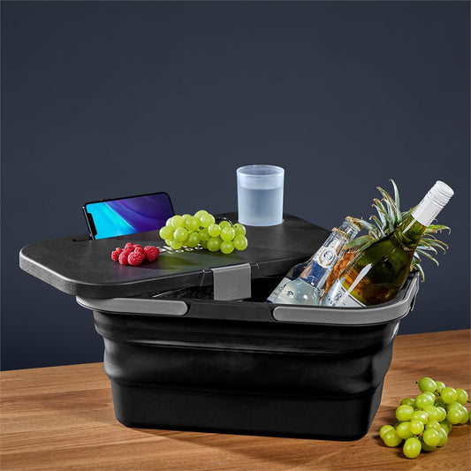 Black Picnic Basket with tabletop for four people